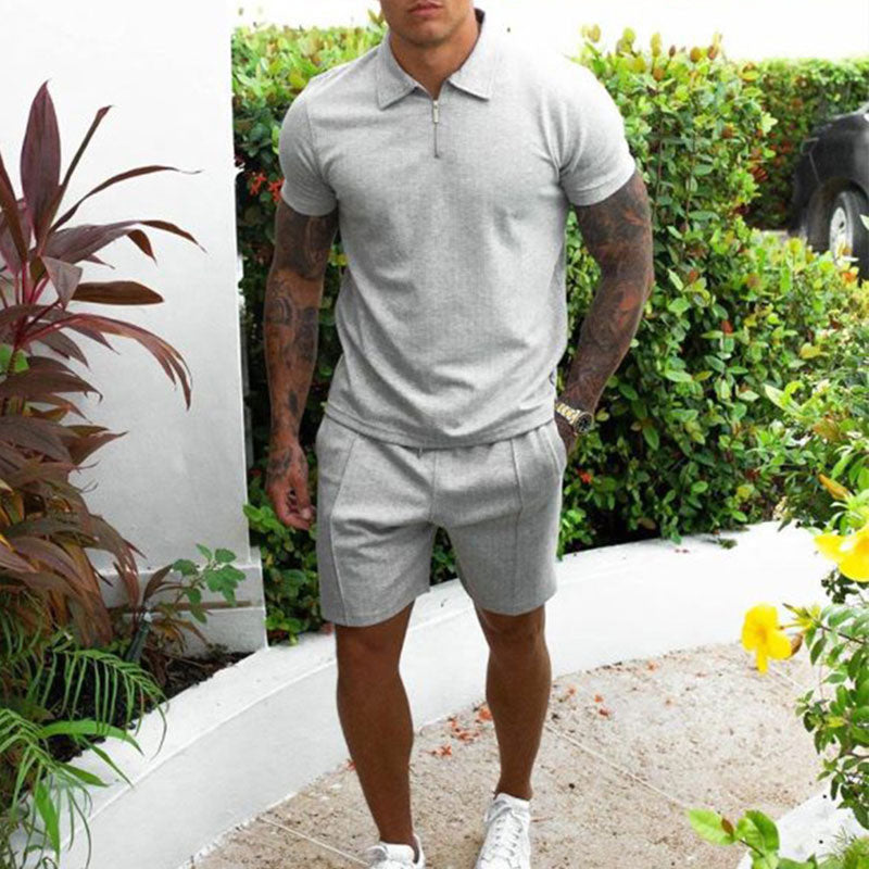 Polo Set | Stylish Zip-Up Top with Comfortable Elastic Waistband Shorts 1