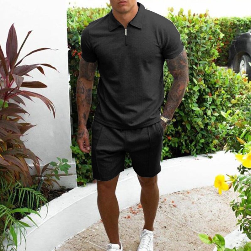 Polo Set | Stylish Zip-Up Top with Comfortable Elastic Waistband Shorts 2