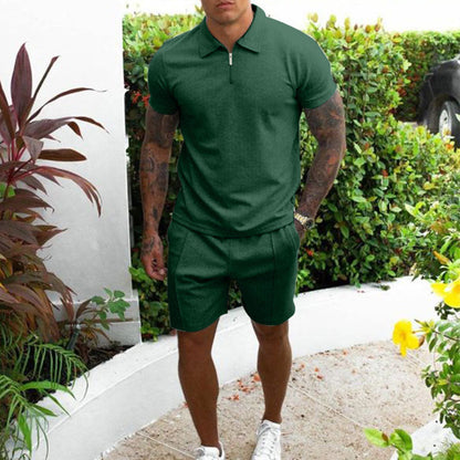 Polo Set | Stylish Zip-Up Top with Comfortable Elastic Waistband Shorts 3