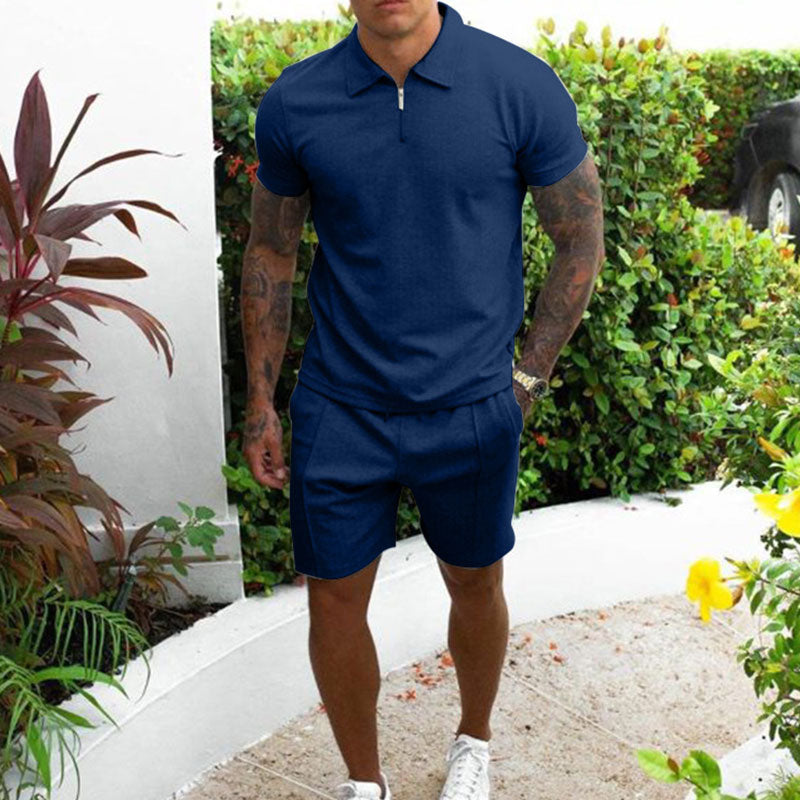 Polo Set | Stylish Zip-Up Top with Comfortable Elastic Waistband Shorts 4