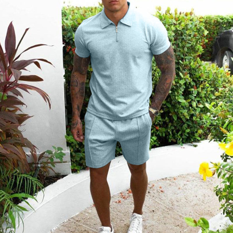 Polo Set | Stylish Zip-Up Top with Comfortable Elastic Waistband Shorts 5