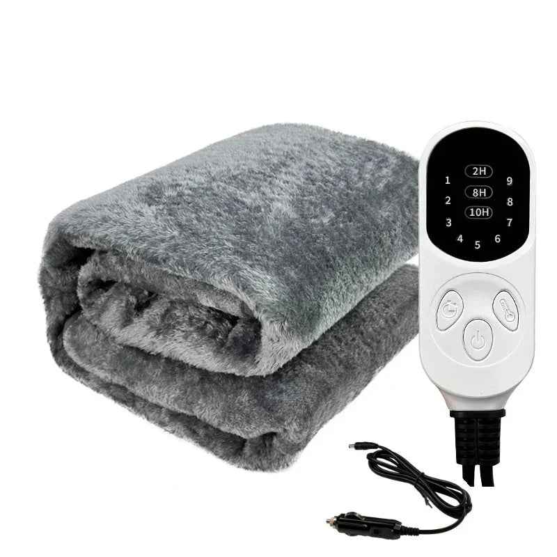 Portable 12V Heated Blanket | Adjustable Heat for Travel Comfort 0