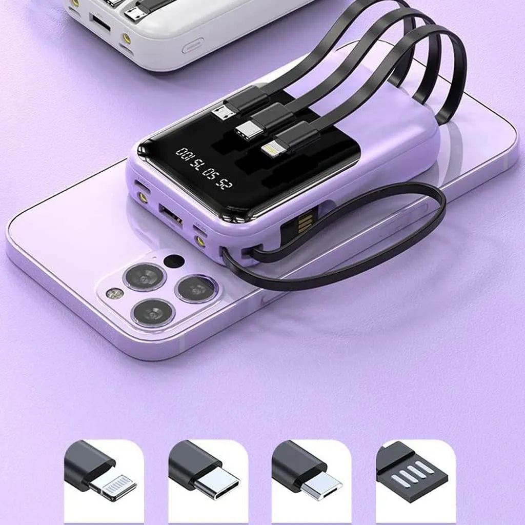Portable Charger | 10000mAh Power Bank with Fast Charging and Built-in Cables 4