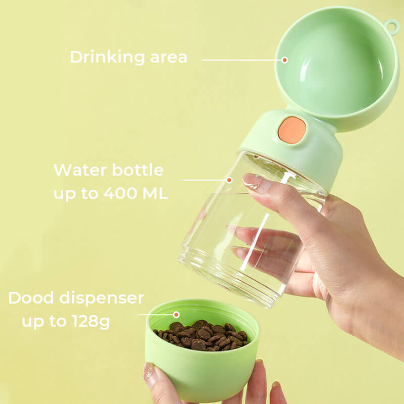 Portable Dog Water Bottle | 2-in-1 Dispenser with Food Container 3