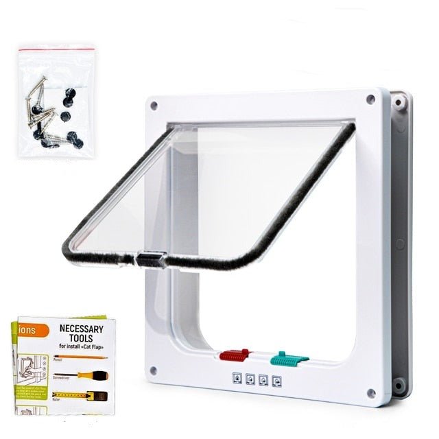 Portable Folding Pet Door | 4-Way Locking Cat Flap for Easy Access 0