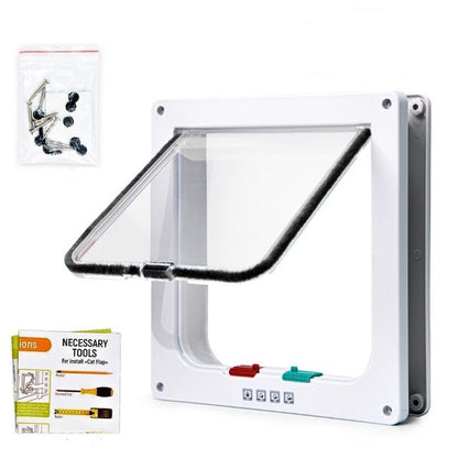 Portable Folding Pet Door | 4-Way Locking Cat Flap for Easy Access 0