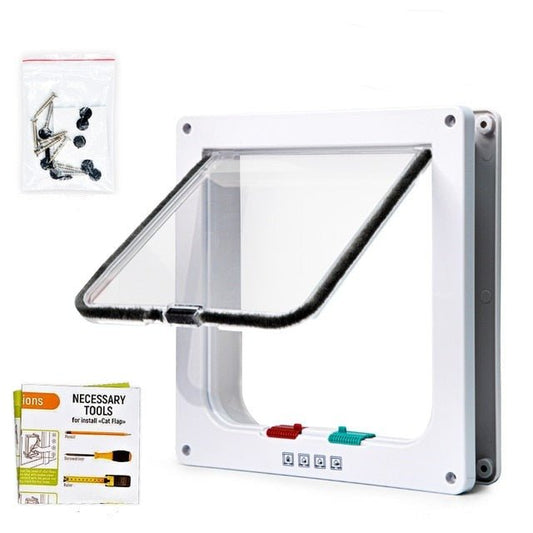 Portable Folding Pet Door | 4-Way Locking Cat Flap for Easy Access 0