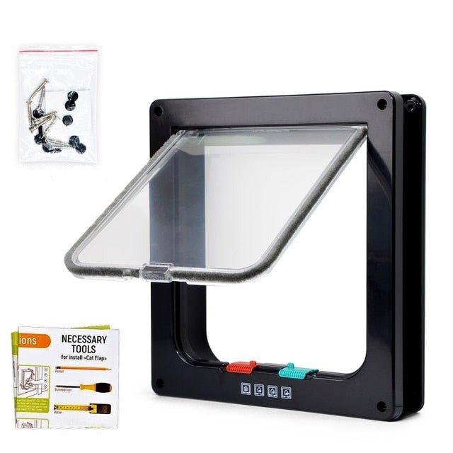 Portable Folding Pet Door | 4-Way Locking Cat Flap for Easy Access 4