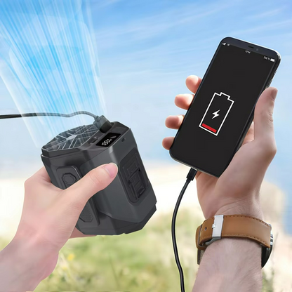 Portable Waist Fan | High-Velocity Cooling with 20000mAh Power Bank and Flashlight 1