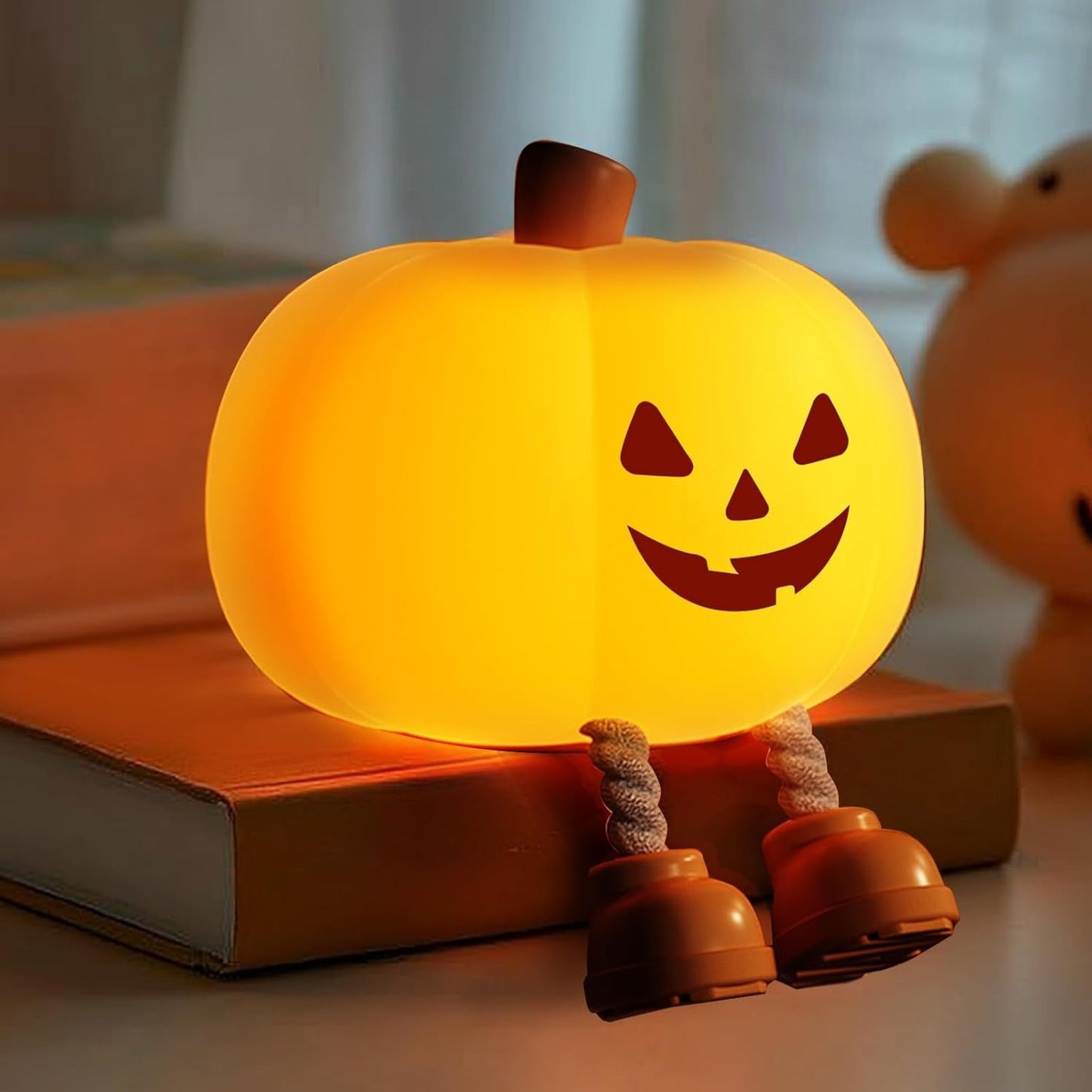 Pumpkin Night Light | Rechargeable Silicone Jack-O'-Lantern for Cozy Kids' Rooms 0