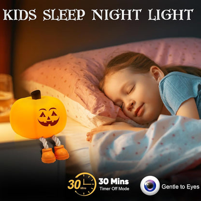 Pumpkin Night Light | Rechargeable Silicone Jack-O'-Lantern for Cozy Kids' Rooms 4