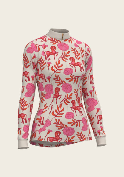 Peony in Pink Quarter Zip Sun Shirt