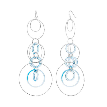 Blue and Silver Extra Long Drop Earrings