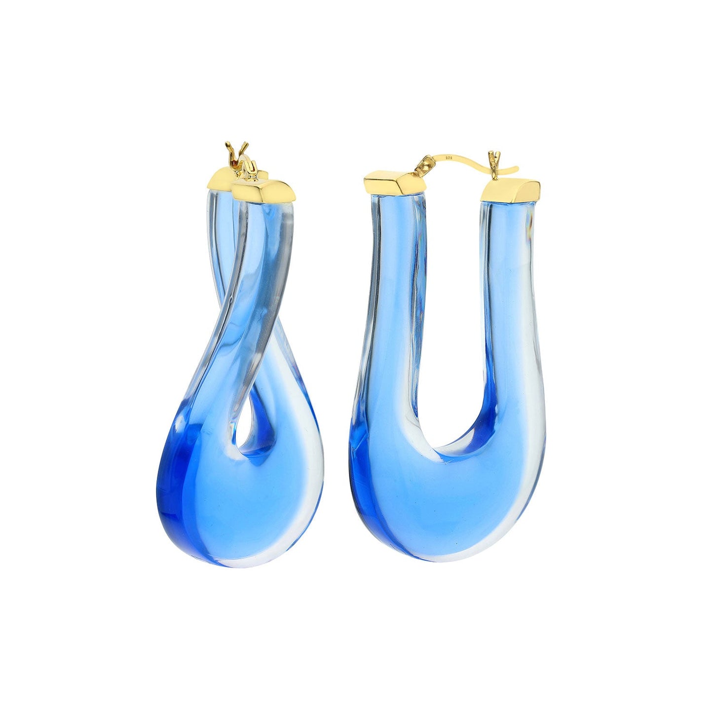 Large Twisted Horseshoe Lucite Hoop Earrings