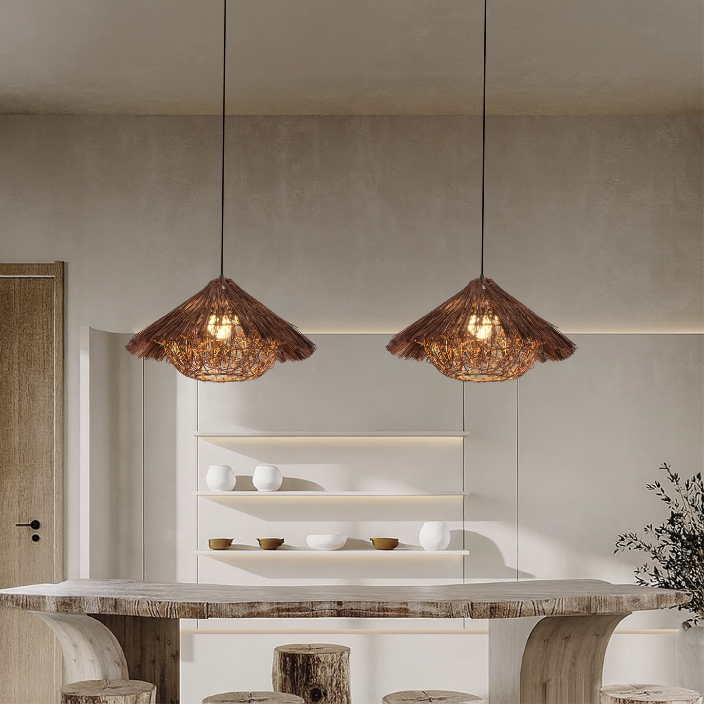 Rattan Pendant Lamp | Hand-Woven Scandinavian Design for Dining 1