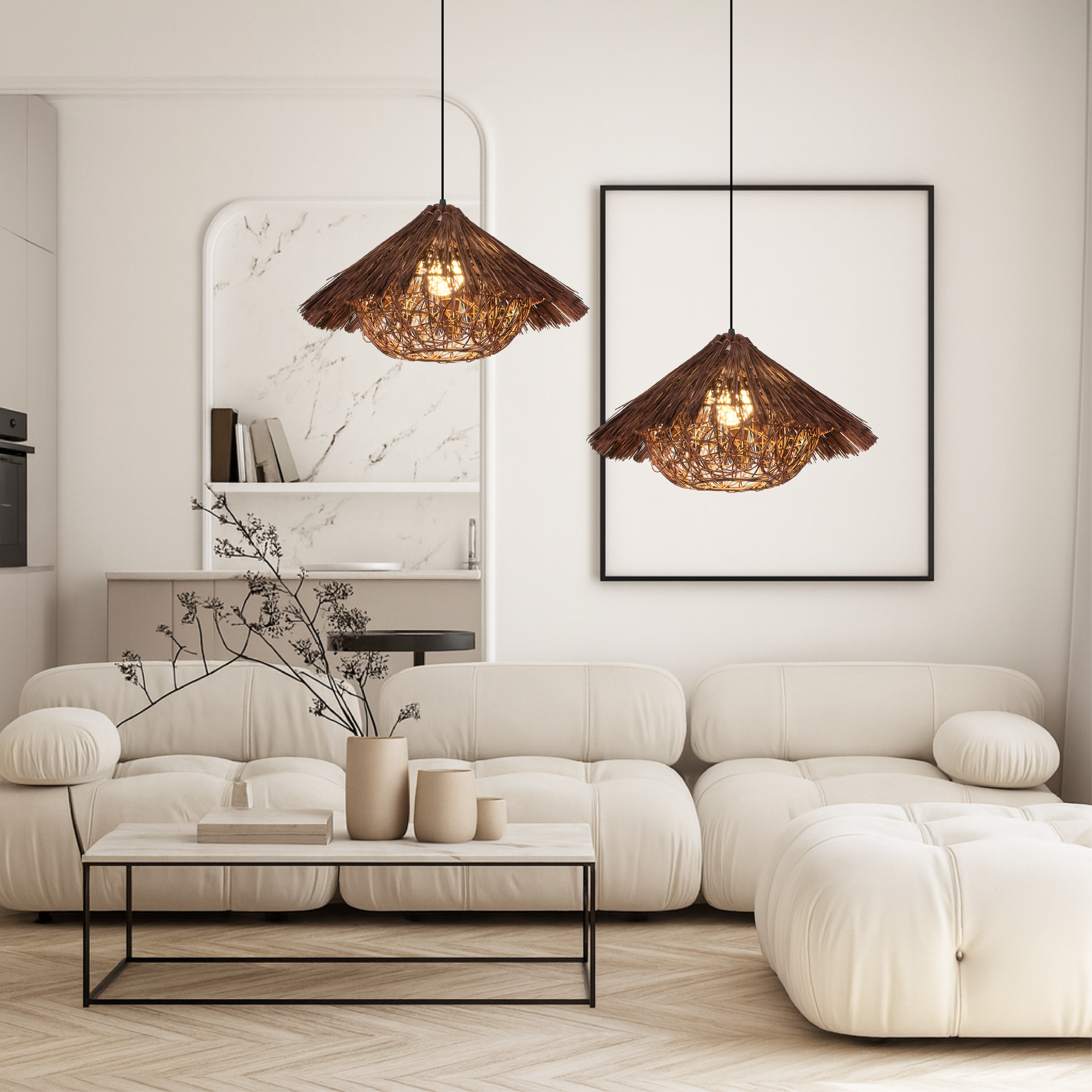 Rattan Pendant Lamp | Hand-Woven Scandinavian Design for Dining 2
