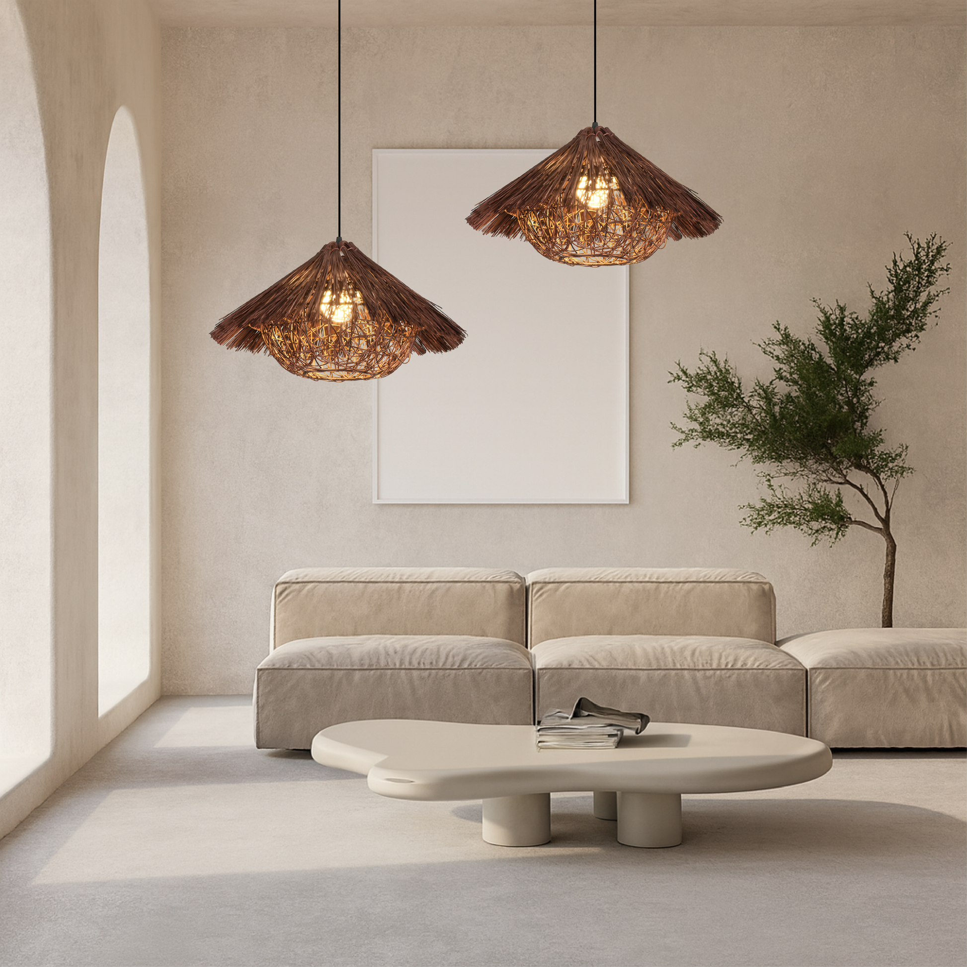 Rattan Pendant Lamp | Hand-Woven Scandinavian Design for Dining 4