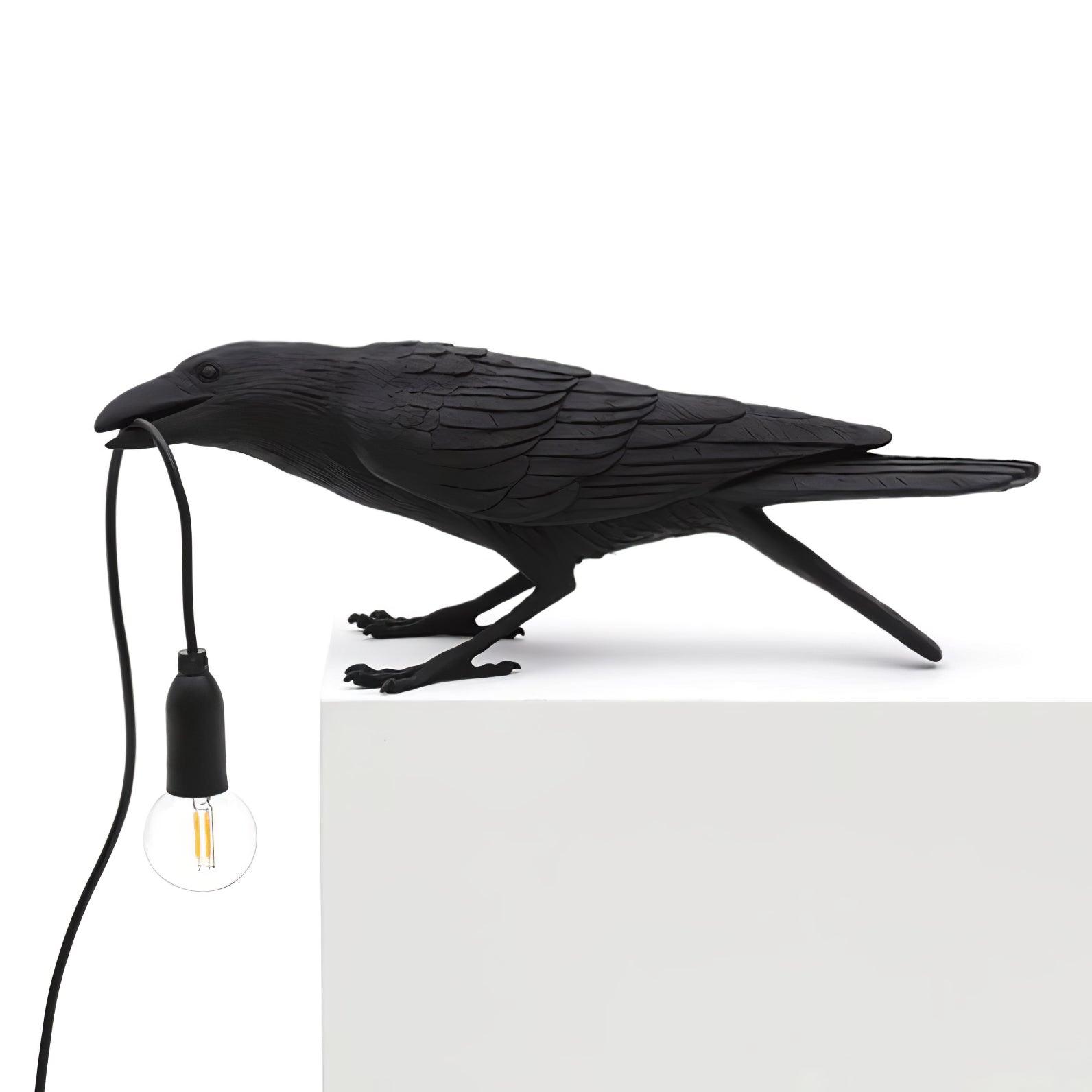 Raven Table Lamp | Unique Resin Sculpture with Edison Bulb for Bedroom and Living Room 0