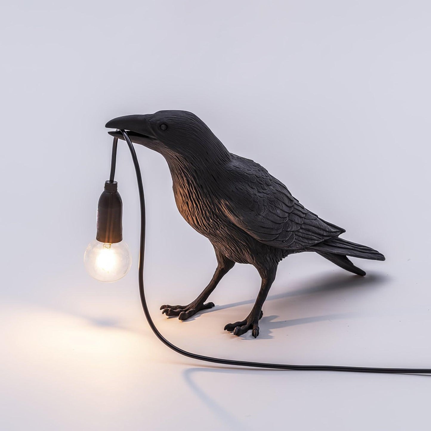 Raven Table Lamp | Unique Resin Sculpture with Edison Bulb for Bedroom and Living Room 11