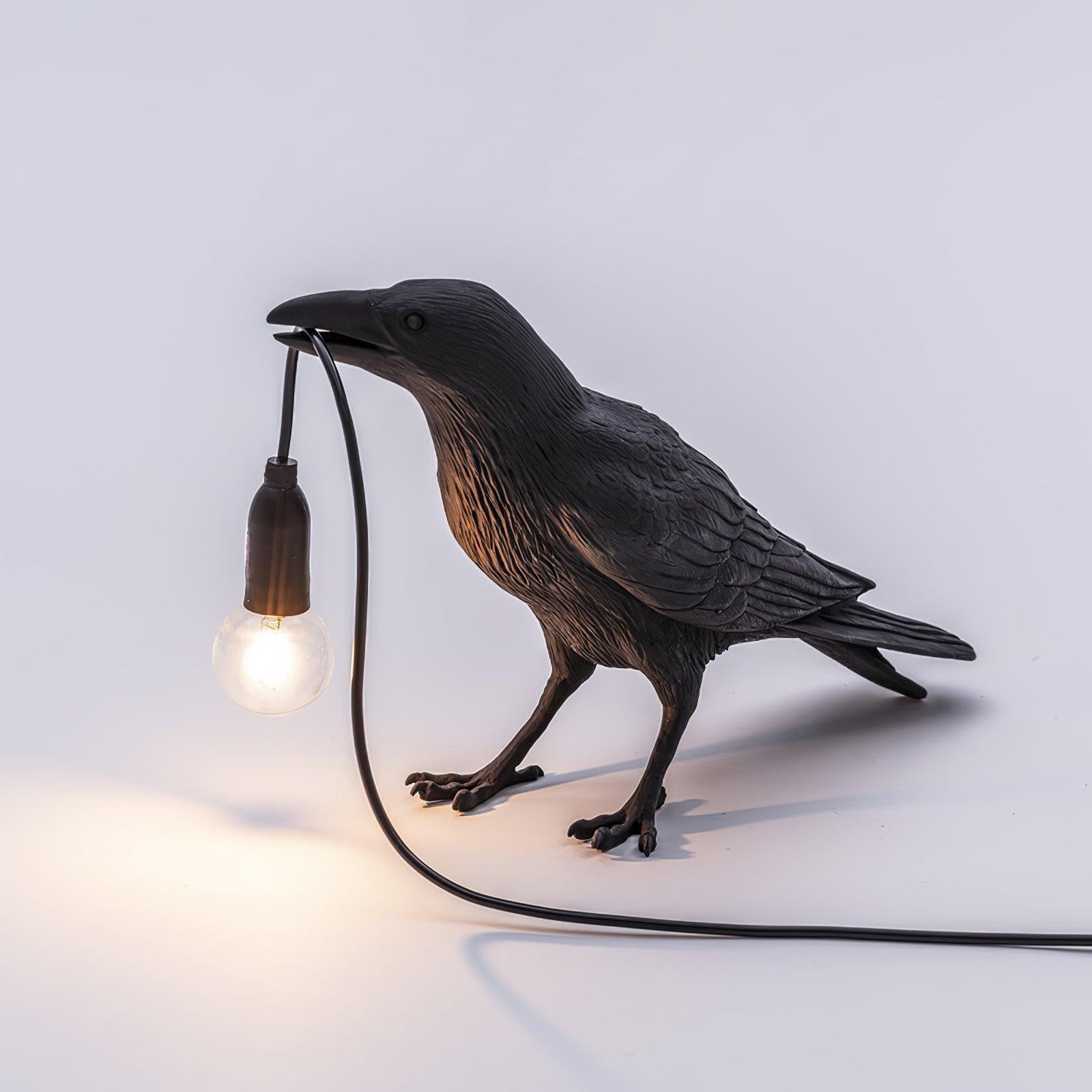 Raven Table Lamp | Unique Resin Sculpture with Edison Bulb for Bedroom and Living Room 11