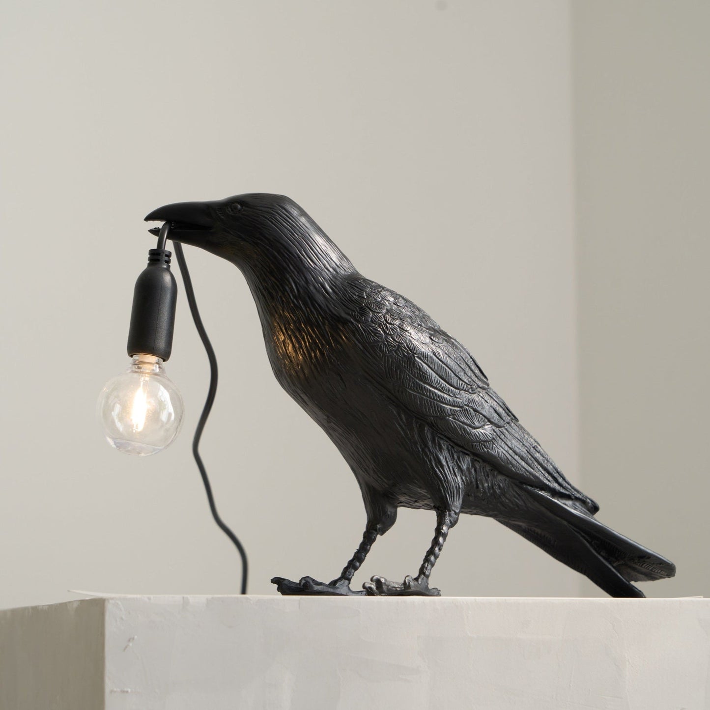 Raven Table Lamp | Unique Resin Sculpture with Edison Bulb for Bedroom and Living Room 7