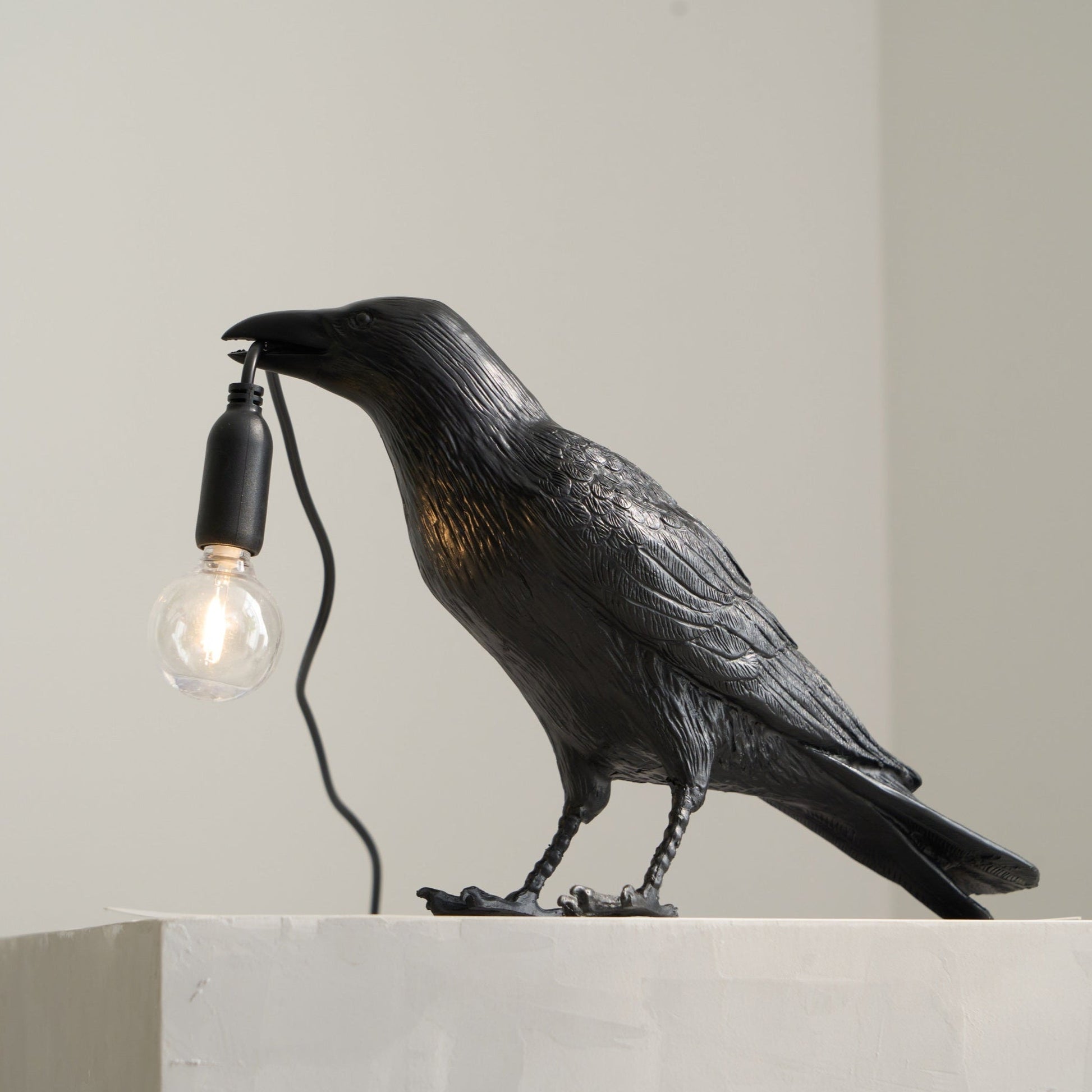 Raven Table Lamp | Unique Resin Sculpture with Edison Bulb for Bedroom and Living Room 7