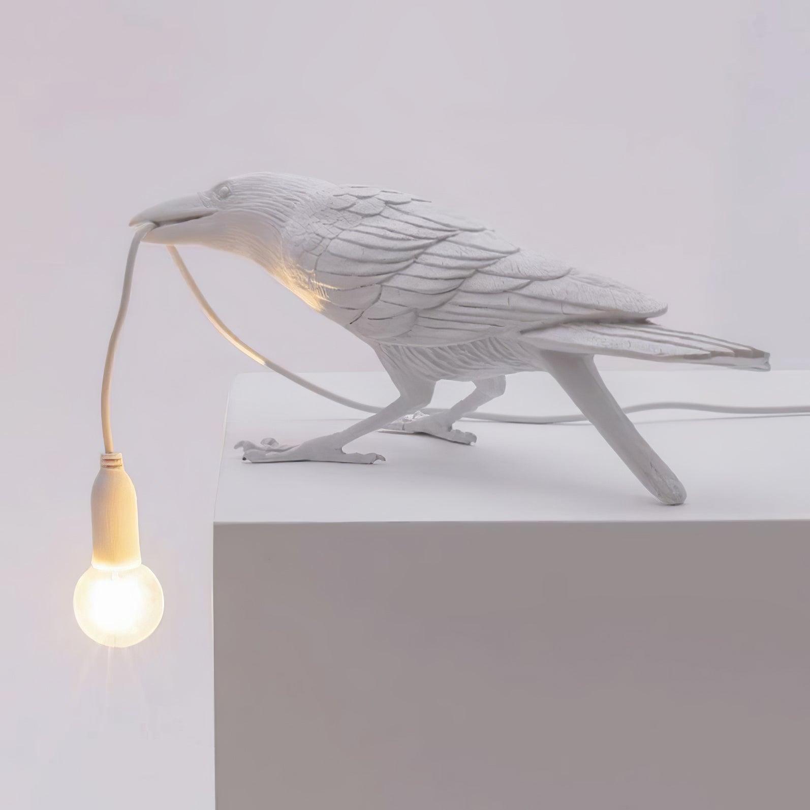 Raven Table Lamp | Unique Resin Sculpture with Edison Bulb for Bedroom and Living Room 9