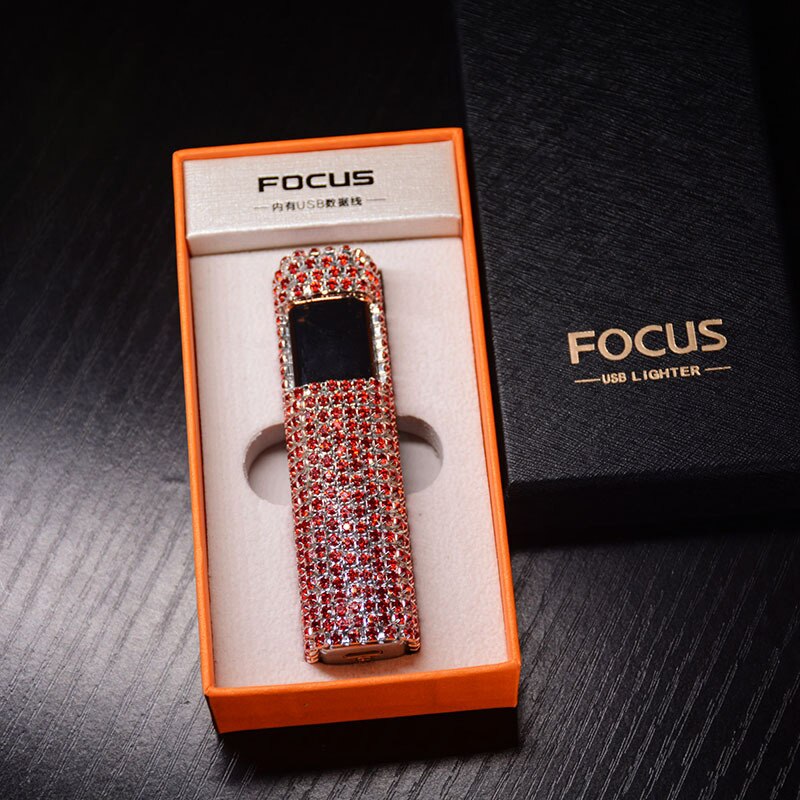 Rechargeable Electric Lighter | Elegant Rhinestone USB Design 10