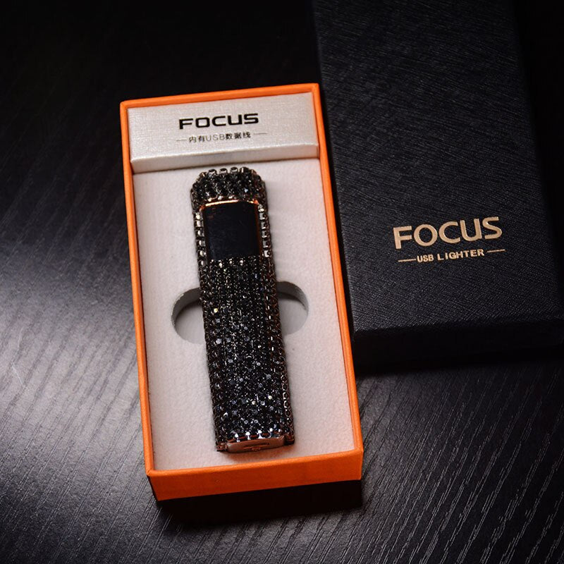 Rechargeable Electric Lighter | Elegant Rhinestone USB Design 12