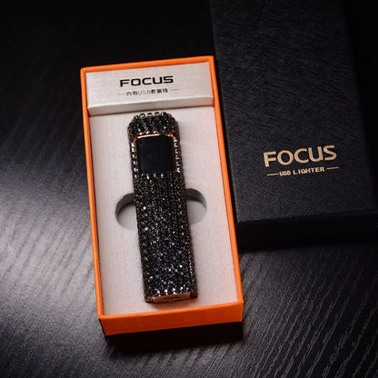 Rechargeable Electric Lighter | Elegant Rhinestone USB Design 12