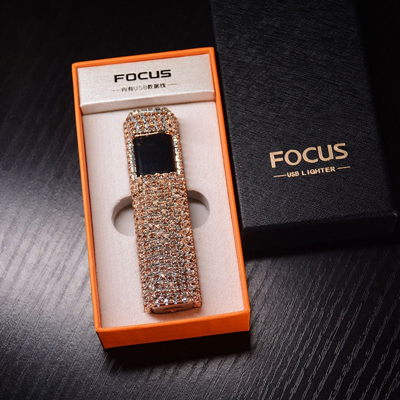 Rechargeable Electric Lighter | Elegant Rhinestone USB Design 6