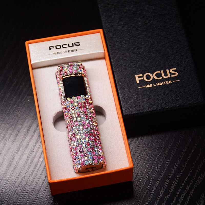 Rechargeable Electric Lighter | Elegant Rhinestone USB Design 8