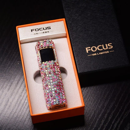 Rechargeable Electric Lighter | Elegant Rhinestone USB Design 8