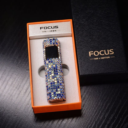 Rechargeable Electric Lighter | Elegant Rhinestone USB Design 9