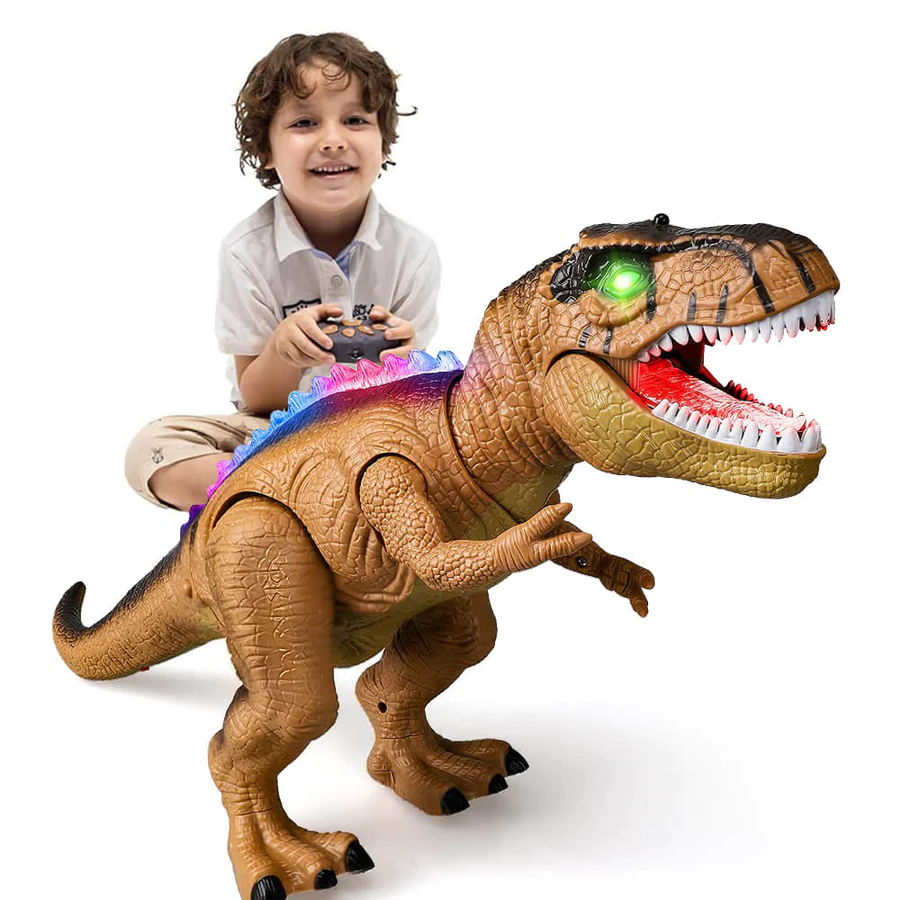 Remote Control Dinosaur Toy | Walking, Roaring, LED Light Effects 0