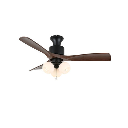 Retro Ceiling Fan Light | Walnut Blades & Amber Glass Shades 11