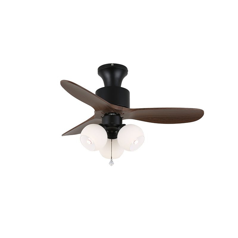 Retro Ceiling Fan Light | Walnut Blades & Amber Glass Shades 8