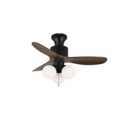 Retro Ceiling Fan Light | Walnut Blades & Amber Glass Shades 8