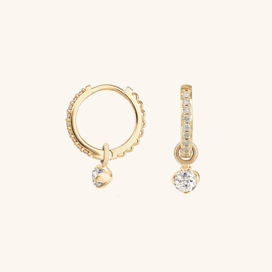 Reversible Diamond Hoop Earrings | Waterproof Gold Hoops in S925 Silver 0