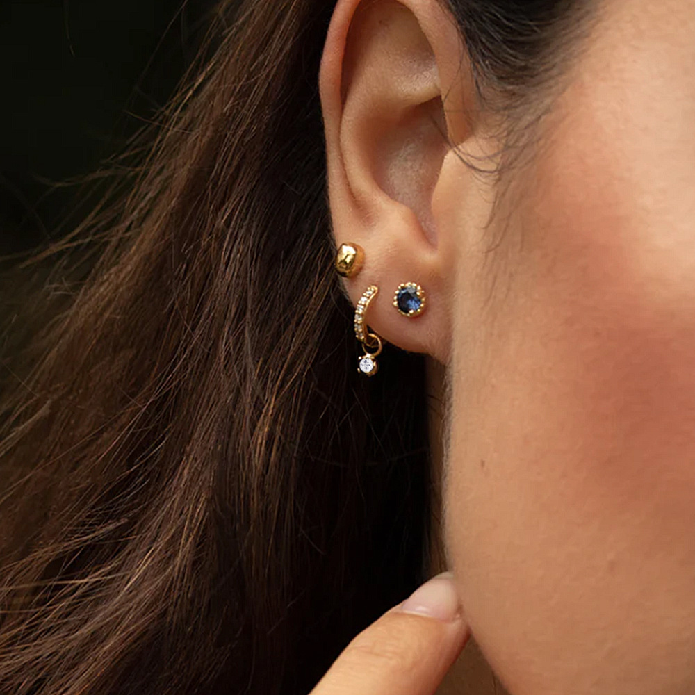 Reversible Diamond Hoop Earrings | Waterproof Gold Hoops in S925 Silver 5