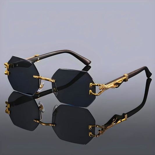 Rimless Sunglasses | Unique Hexagonal Design with UV400 Protection 0