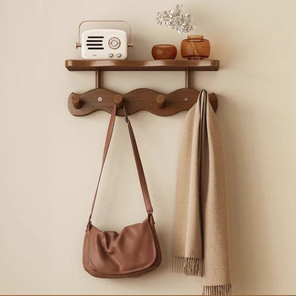Ripple Collection | Wall Mounted Coat Rack with Shelf & Hooks | Stylish Bamboo Organizer for Entryways 6