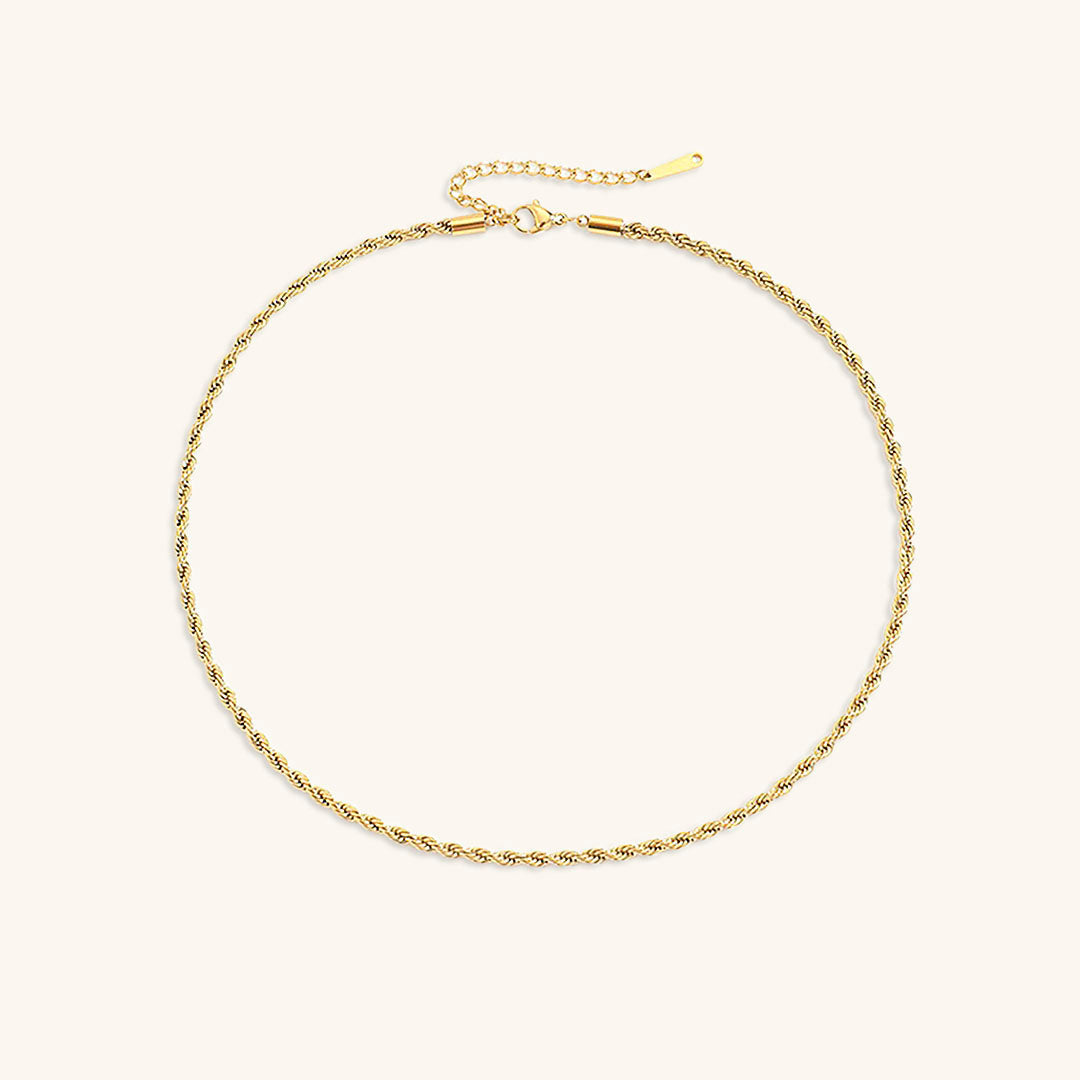 Rope Chain Necklace | 14K Gold Plated Stainless Steel with Hypoallergenic Design 0