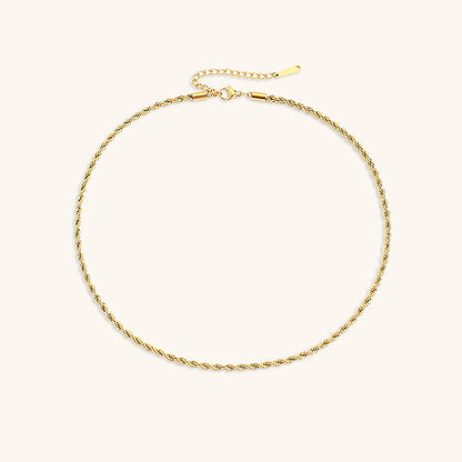 Rope Chain Necklace | 14K Gold Plated Stainless Steel with Hypoallergenic Design 0