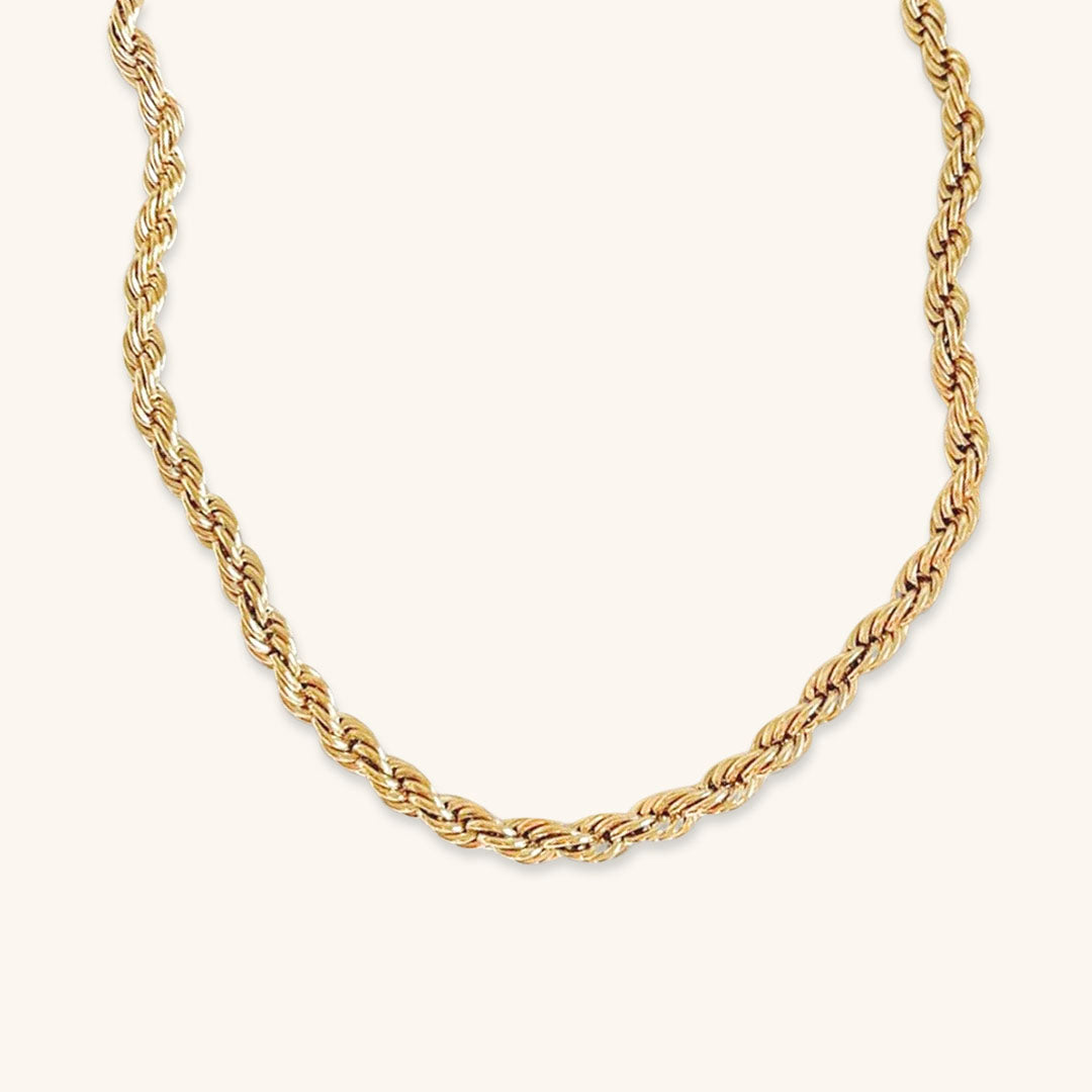Rope Chain Necklace | 14K Gold Plated Stainless Steel with Hypoallergenic Design 1
