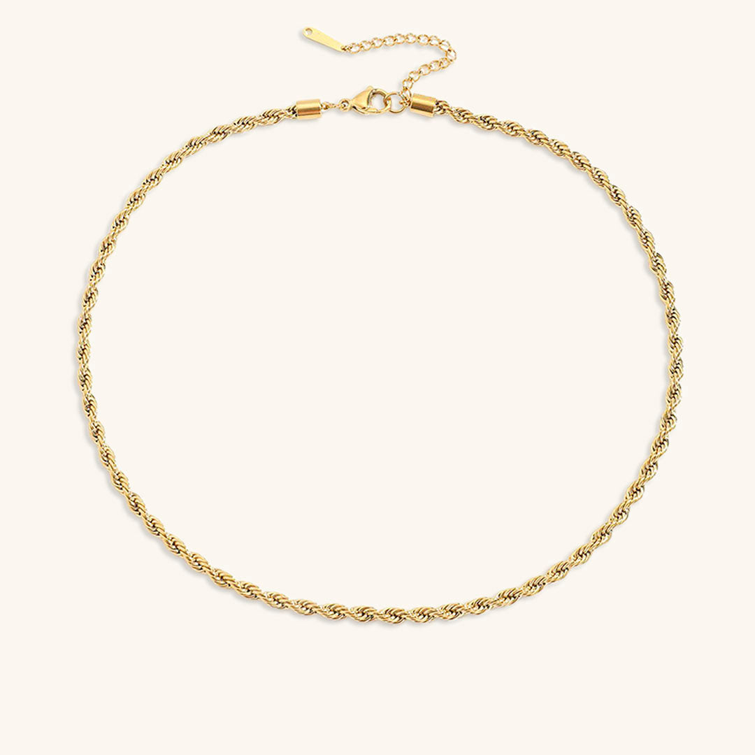 Rope Chain Necklace | 14K Gold Plated Stainless Steel with Hypoallergenic Design 10