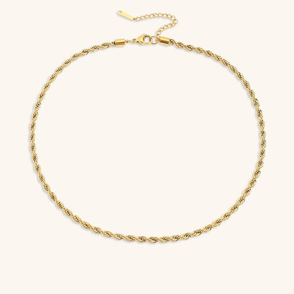 Rope Chain Necklace | 14K Gold Plated Stainless Steel with Hypoallergenic Design 10