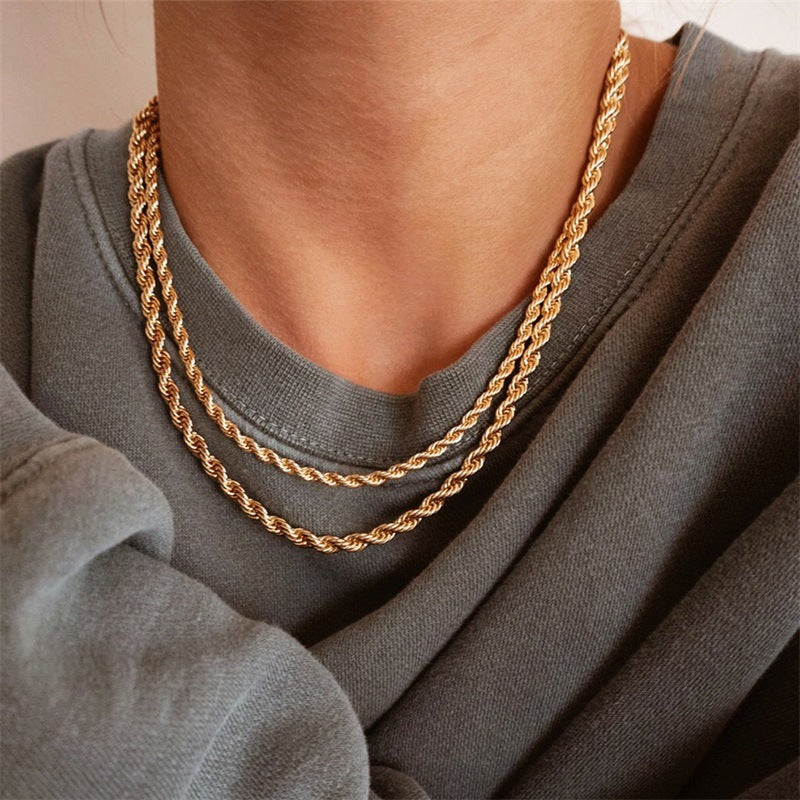 Rope Chain Necklace | 14K Gold Plated Stainless Steel with Hypoallergenic Design 2