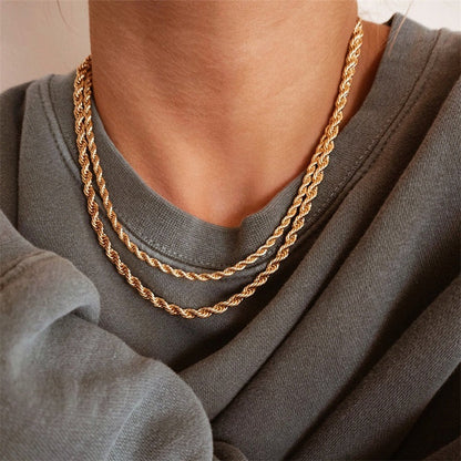 Rope Chain Necklace | 14K Gold Plated Stainless Steel with Hypoallergenic Design 2