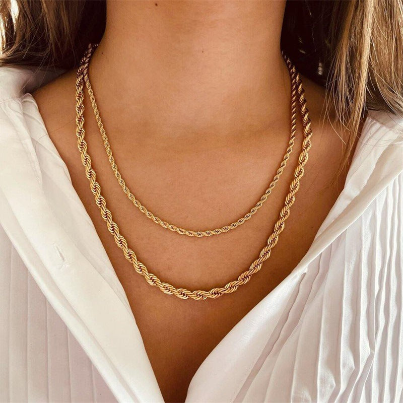 Rope Chain Necklace | 14K Gold Plated Stainless Steel with Hypoallergenic Design 4